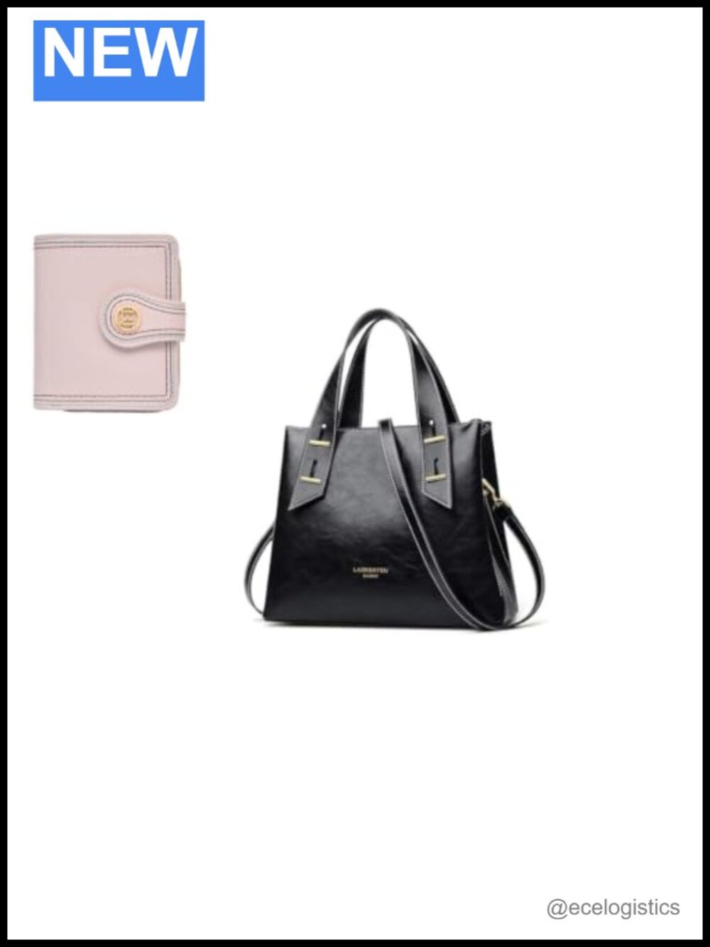 Genuine Leather Crossbody Handbag with Small Bifold Wallet